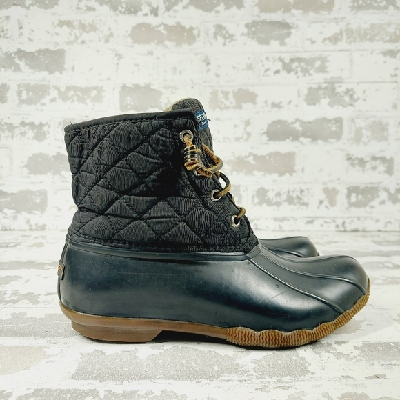 Sperry Top-Sider Saltwater Rubber Lace Up Quilted Rain Lace Up Ankle Boots H141 - Picture 1 of 10